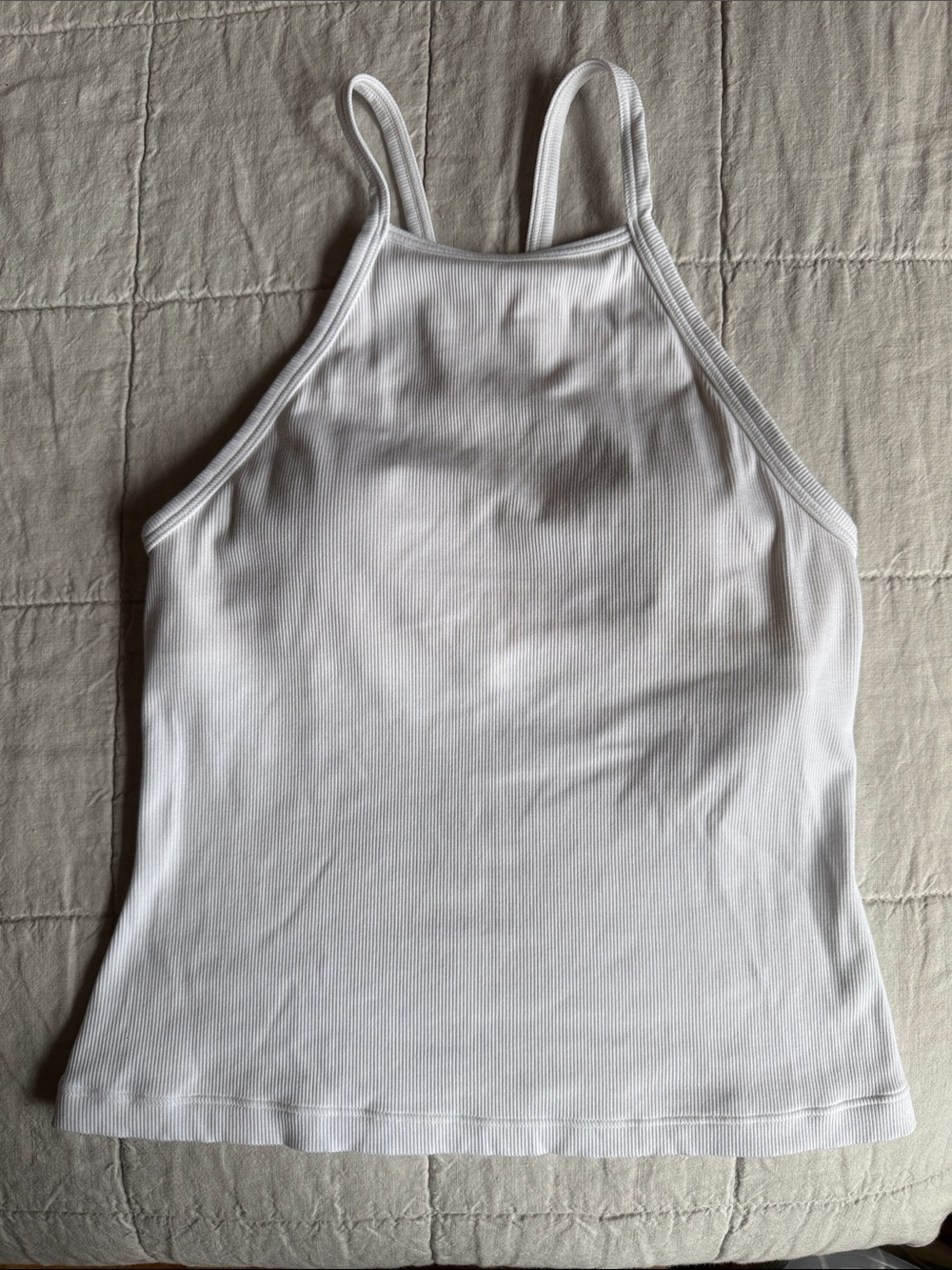 Athleta White Ribbed Halter Tank Top